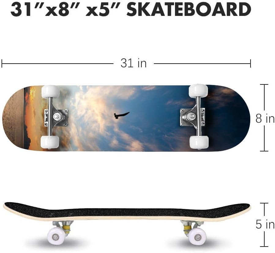 Beautiful Springtime Day  Skateboards for Beginners 31"x8" Maple Double Kick Concave Boards Complete Skateboards Outdoor for Adults Youths Kids Teens Gifts