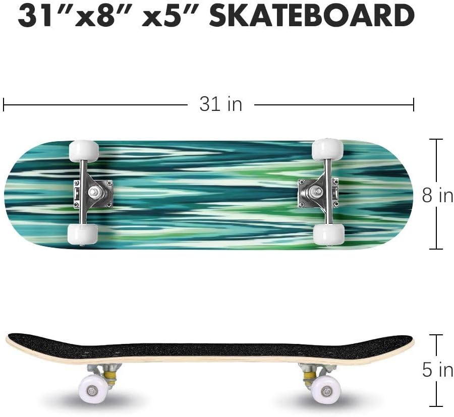 Allover Pattern Textile Motif Pattern Border Mughal Paisley tract Skateboards for Beginners 31"x8" Maple Double Kick Concave Boards Complete Skateboards Outdoor for Adults Youths Kids Teens Gifts