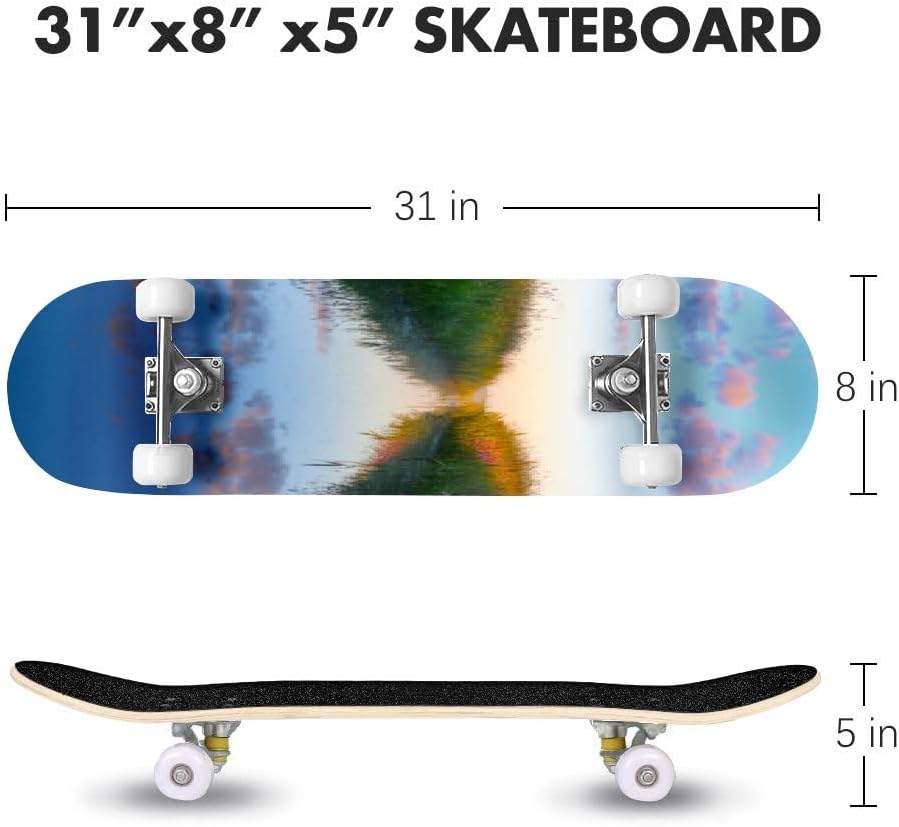 Beautiful Springtime Day  Skateboards for Beginners 31"x8" Maple Double Kick Concave Boards Complete Skateboards Outdoor for Adults Youths Kids Teens Gifts