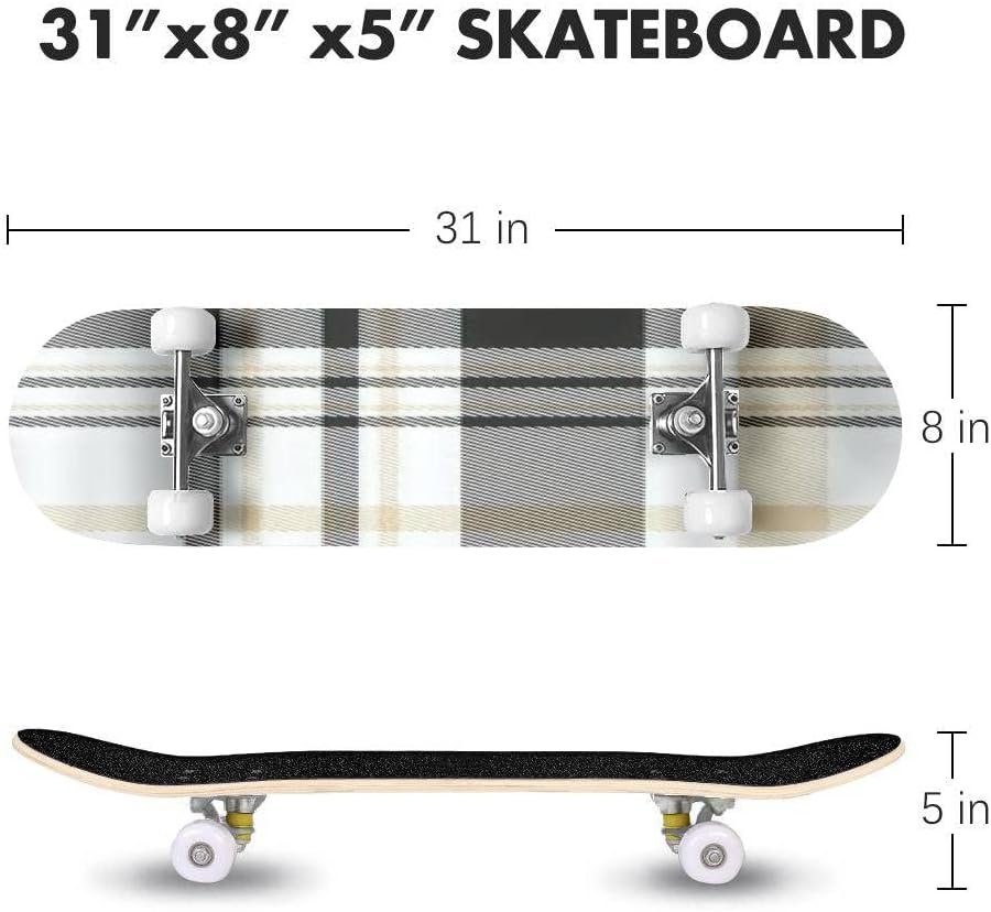 Optical Art Infinity Tunnel Skateboards for Beginners 31"x8" Maple Double Kick Concave Boards Complete Skateboards Outdoor for Adults Youths Kids Teens Gifts