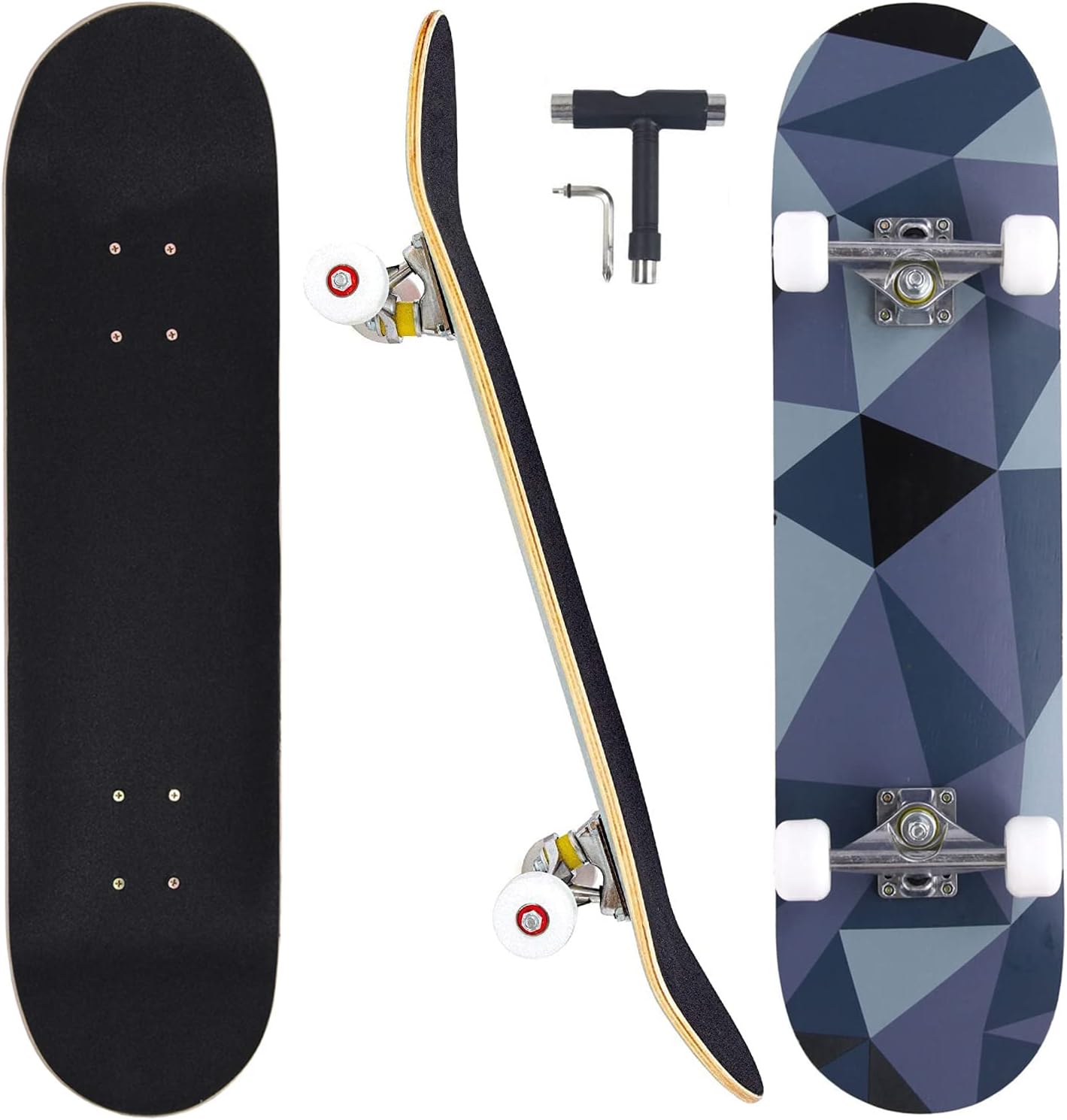 Skateboards for Beginners Adults Youths Teens Kids Girls Boys 31 Inch Pro Complete Skate Boards 7 Layer Canadian Maple Double Kick Concave Longboards