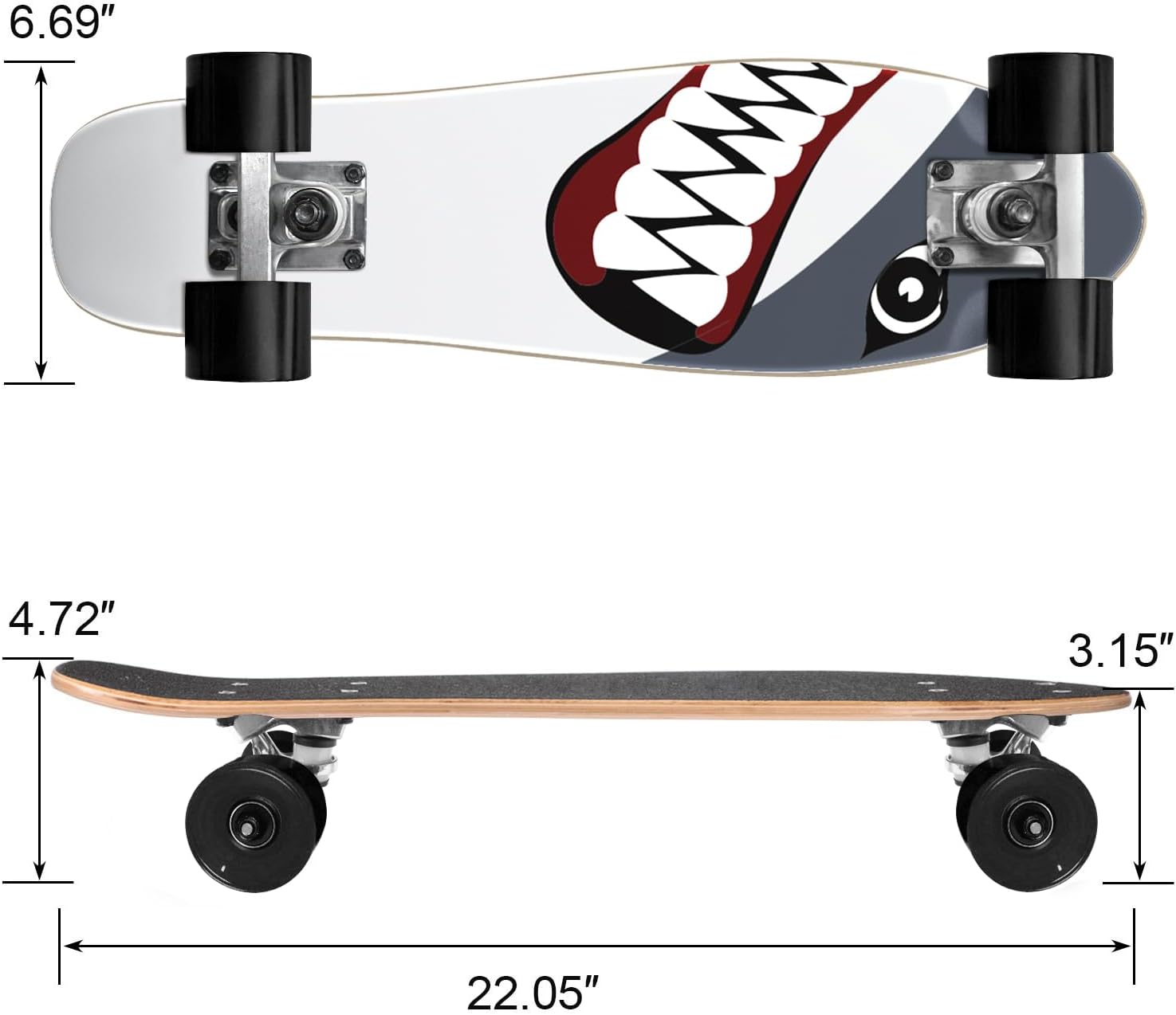Skateboard Complete 22 Inch Mini  for Beginners Kids Boys and Girls