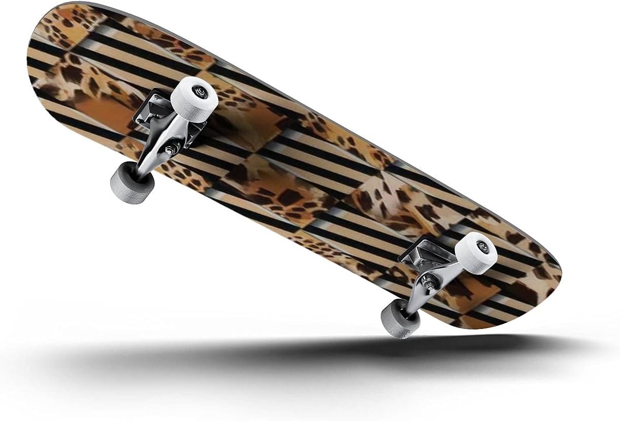 Skateboards Traditional Korean Patchwork Art Background Random Pieces of Cloth Classic Concave Skateboard Cool Stuff Teen Gifts Longboard Extreme Sports for Beginners and Professionals