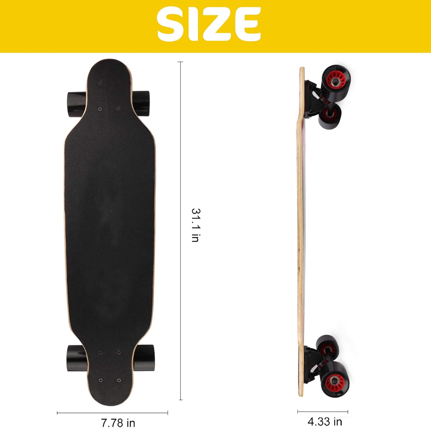 longboard skateboard Complete , 31 inch Small Pro Longboards with T-Tool for Cruising, Carving, Freestyle and Downhill