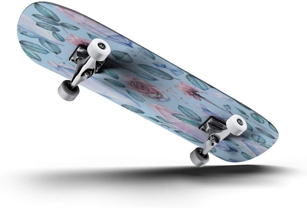 Skateboards Traditional Tattoo with Rose Flowers and Dagger Knife Colorful Tattoo Classic Concave Skateboard Cool Stuff Teen Gifts Longboard Extreme Sports for Beginners and Professionals