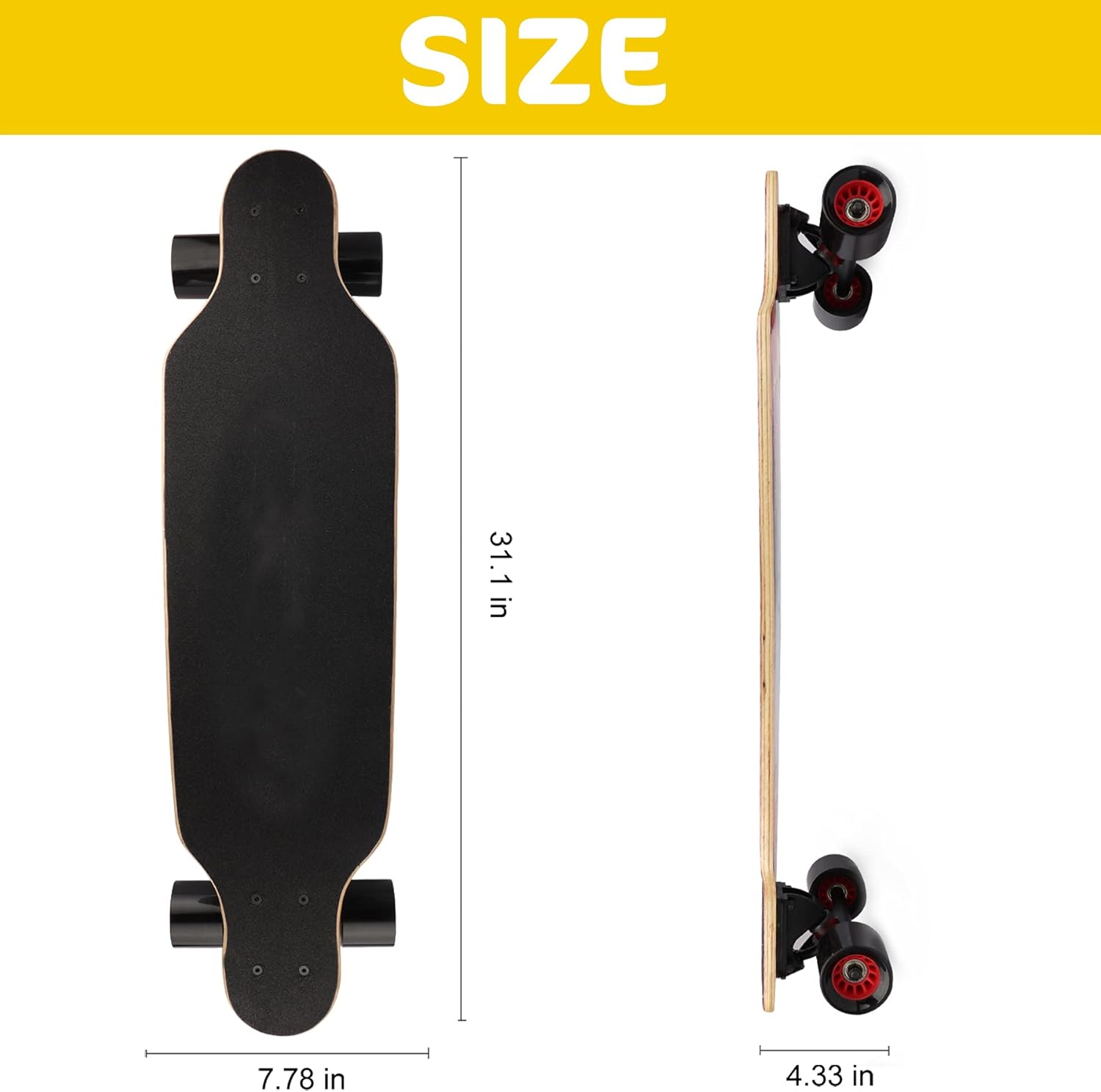 longboard skateboard Complete , 31 inch Small Pro Longboards with T-Tool for Cruising, Carving, Freestyle and Downhill