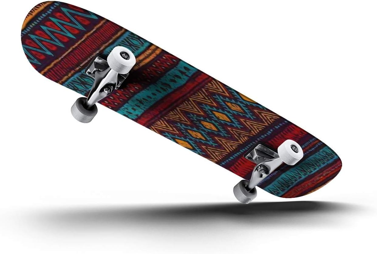 Skateboards Vector Colorful Decorative Ethnic Pattern Classic Concave Skateboard Cool Stuff Teen Gifts Longboard Extreme Sports for Beginners and Professionals