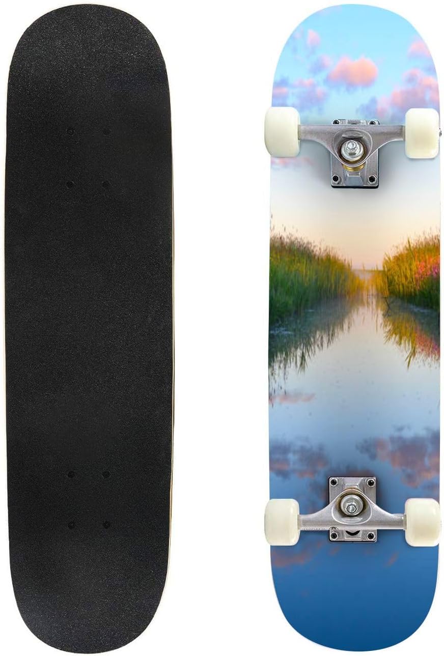 Beautiful Springtime Day  Skateboards for Beginners 31"x8" Maple Double Kick Concave Boards Complete Skateboards Outdoor for Adults Youths Kids Teens Gifts