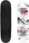 Landscape with Branches Lake and Hills in Traditional Japanese Skateboard 31"x8" Double-Warped Skateboards Outdoor Street Sports Skateboard for Beginners Professionals Cool Adult Teen Gifts