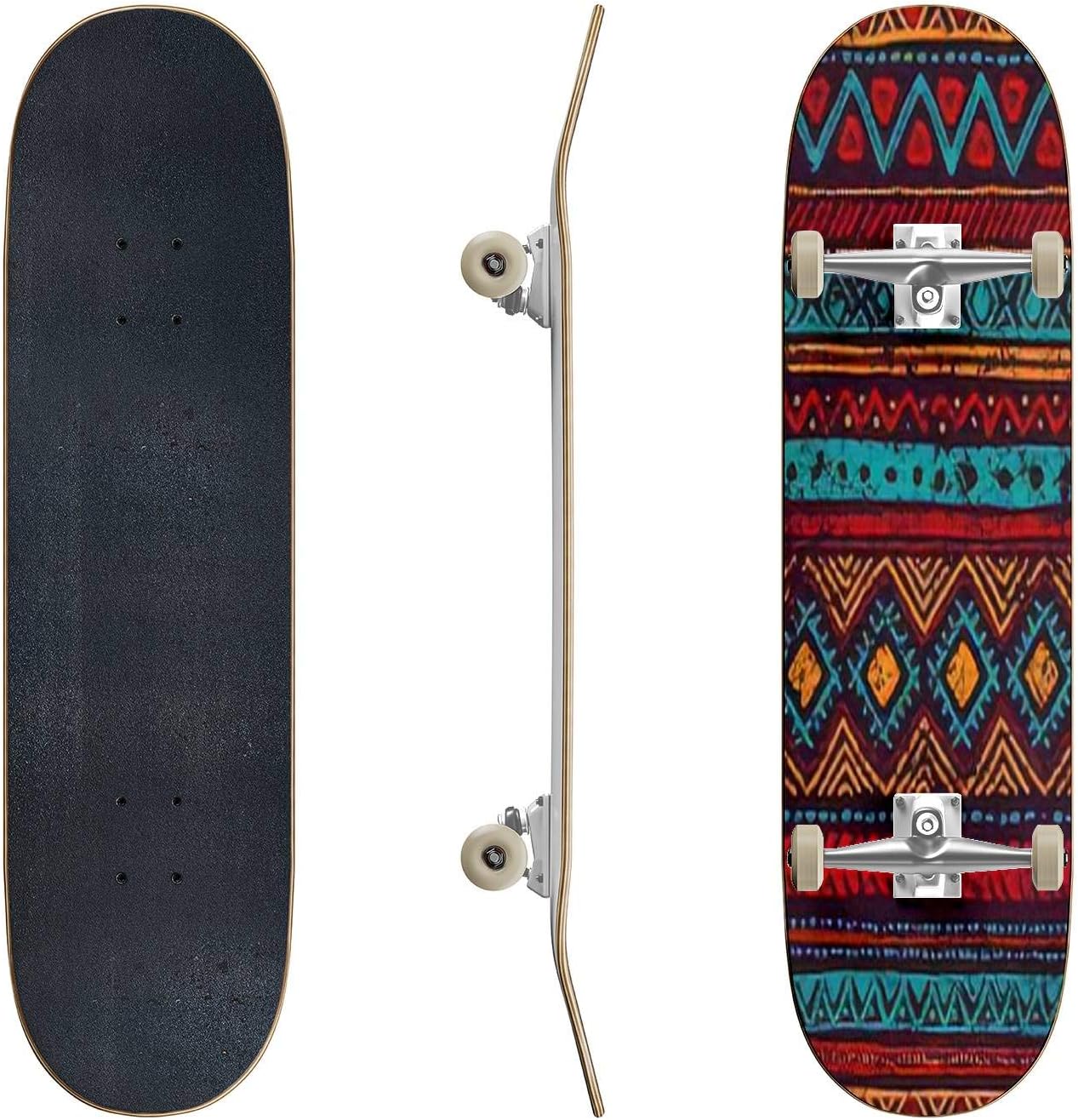 Skateboards Vector Colorful Decorative Ethnic Pattern Classic Concave Skateboard Cool Stuff Teen Gifts Longboard Extreme Sports for Beginners and Professionals