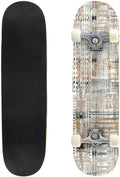 Allover Pattern Textile Motif Pattern Border Mughal Paisley tract Skateboards for Beginners 31"x8" Maple Double Kick Concave Boards Complete Skateboards Outdoor for Adults Youths Kids Teens Gifts