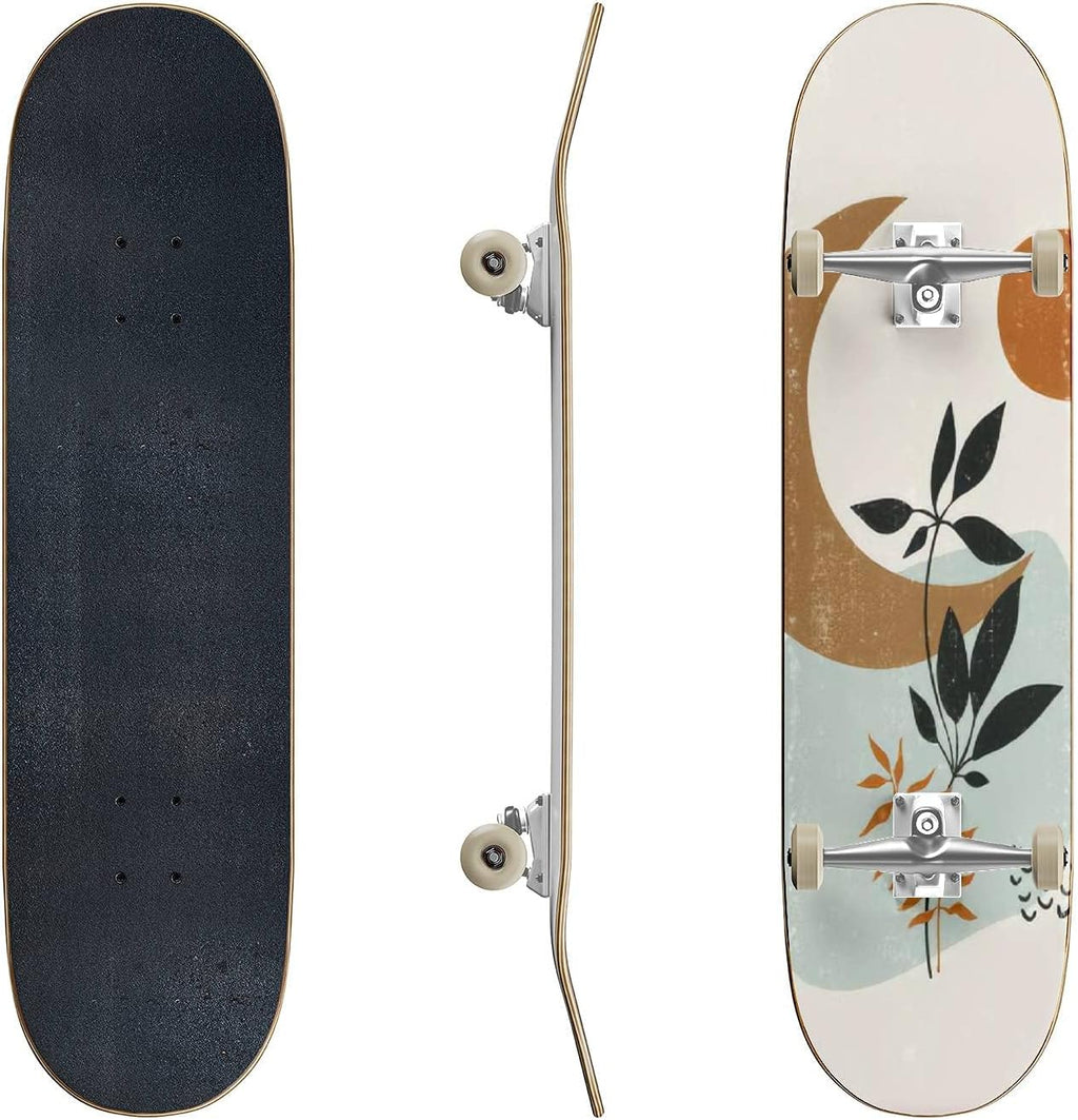 Skateboards Watercolor Eucalyptus Leaf Stock Illustration Classic Concave Skateboard Cool Stuff Teen Gifts Longboard Extreme Sports for Beginners and Professionals