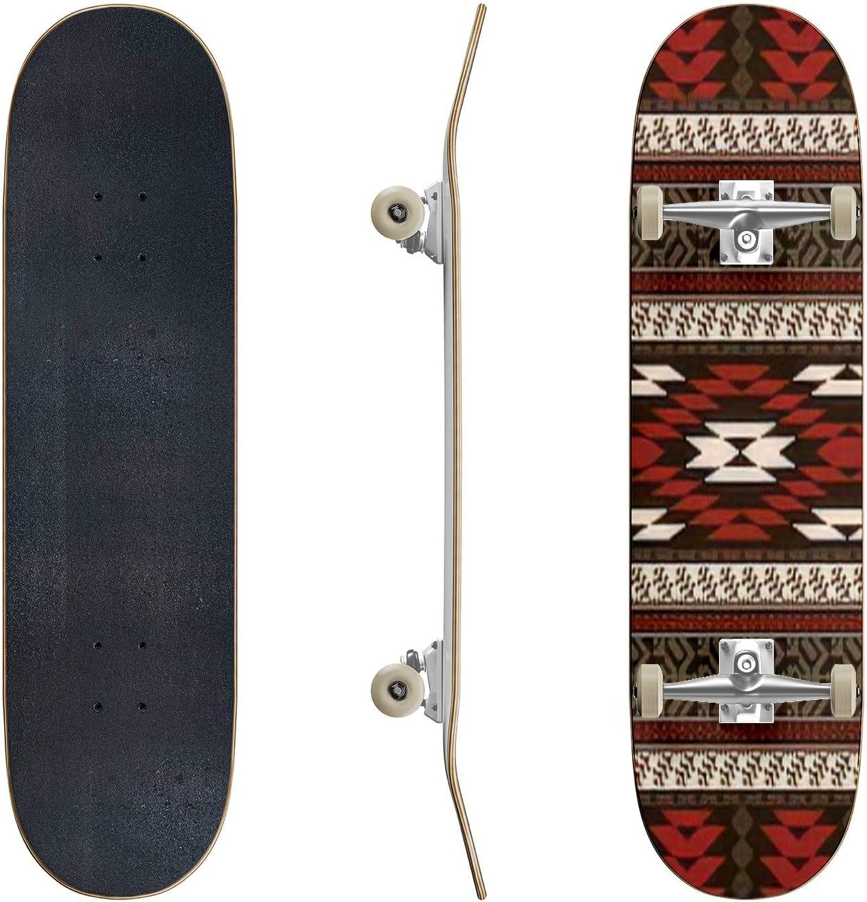 Skateboards Vector Colorful Decorative Ethnic Pattern Classic Concave Skateboard Cool Stuff Teen Gifts Longboard Extreme Sports for Beginners and Professionals