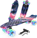 22 inch Skateboards for Kids, Cruiser Skateboard for Beginners Girls Boys Teens Adults, Mini Skateboards Classic Complete Skate Board with Skate T-Tool, Max Load 220 LBS