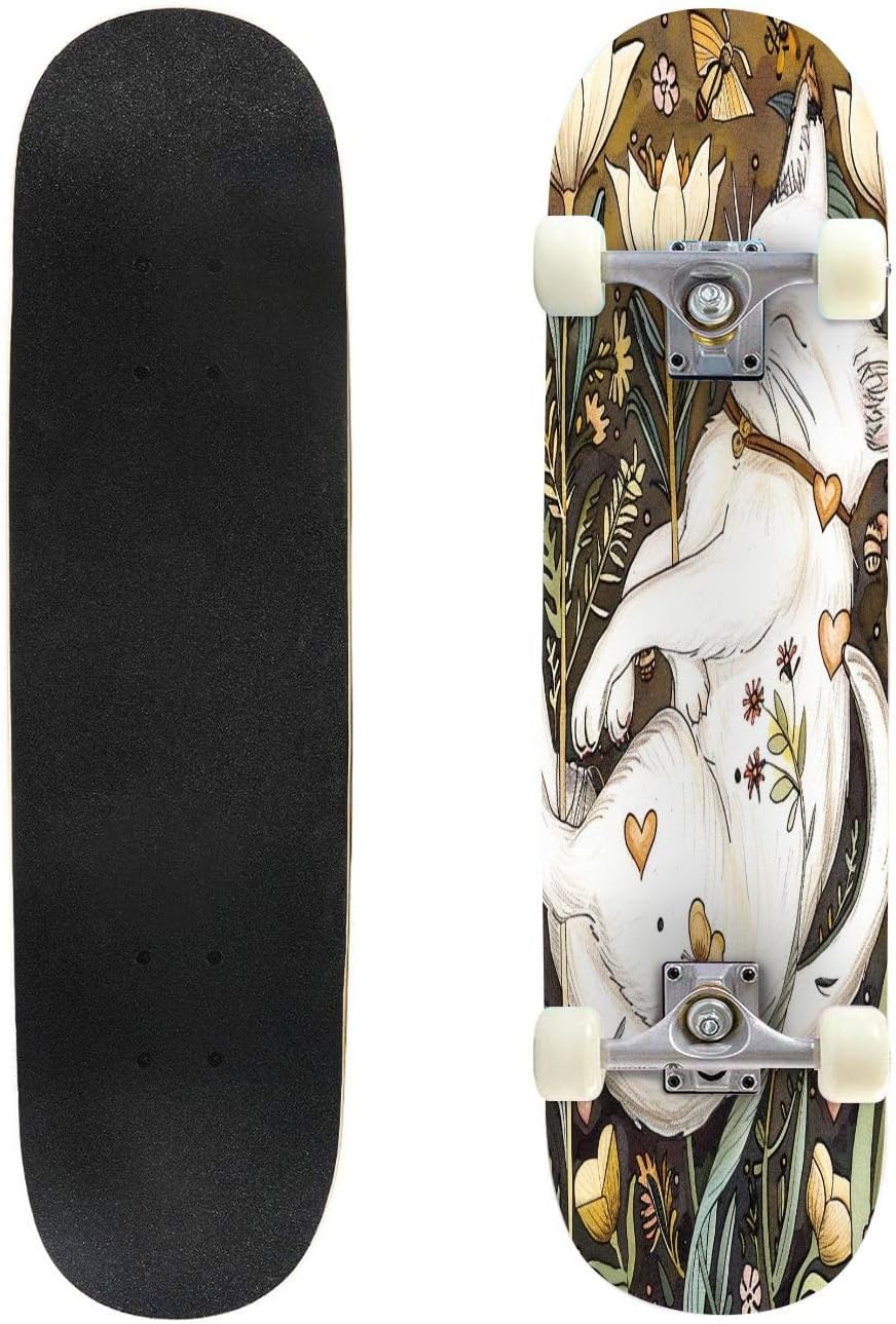Skateboard Skate Board Canadian Maple Longboard 31'' Pro Complete Board w/Concave Skateboard for Beginners, Adults, Teens, Kids