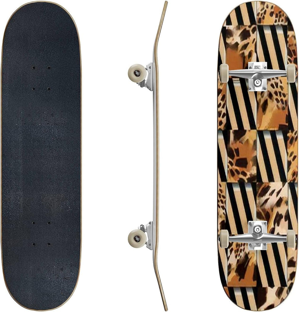 Skateboards Traditional Korean Patchwork Art Background Random Pieces of Cloth Classic Concave Skateboard Cool Stuff Teen Gifts Longboard Extreme Sports for Beginners and Professionals