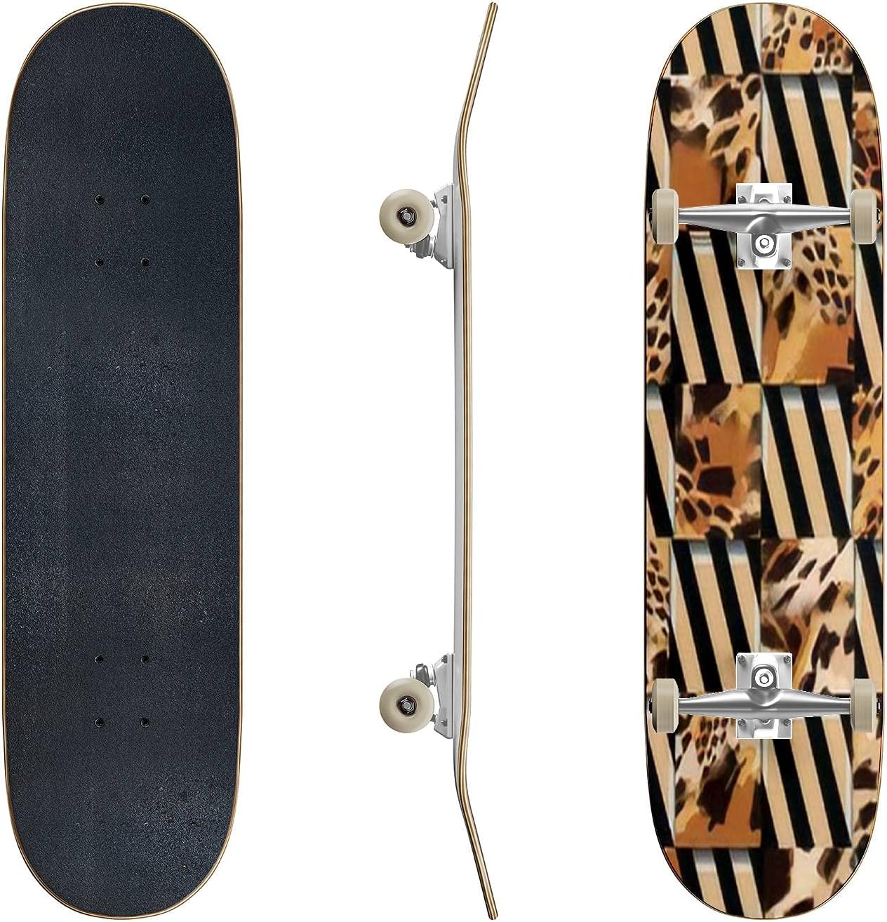 Skateboards Traditional Korean Patchwork Art Background Random Pieces of Cloth Classic Concave Skateboard Cool Stuff Teen Gifts Longboard Extreme Sports for Beginners and Professionals