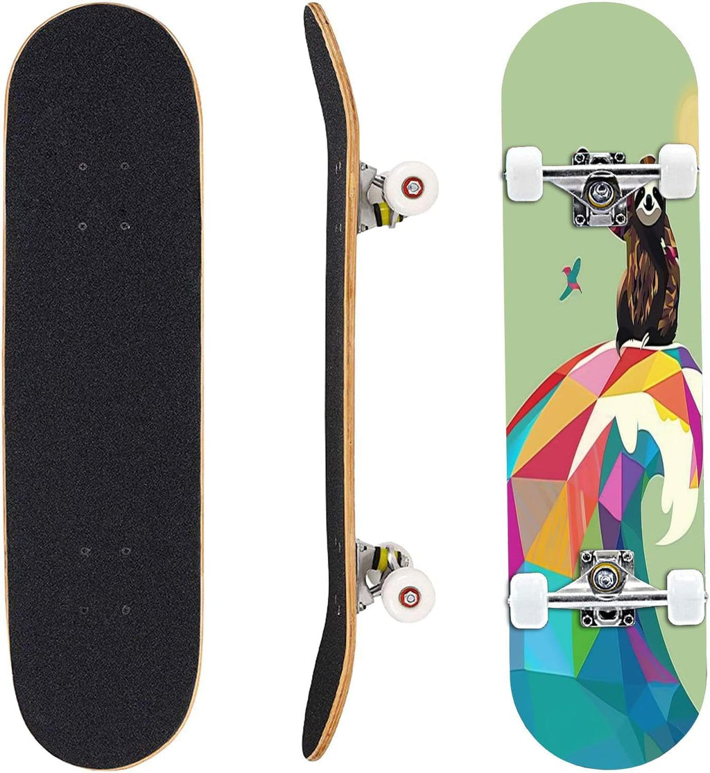 Skateboard Skate Board Canadian Maple Longboard 31'' Pro Complete Board w/Concave Skateboard for Beginners, Adults, Teens, Kids