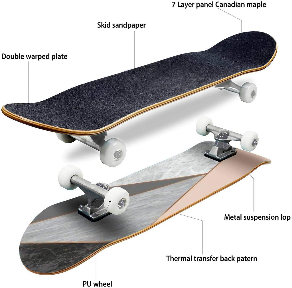 Skateboards Traditional Tattoo with Rose Flowers and Dagger Knife Colorful Tattoo Classic Concave Skateboard Cool Stuff Teen Gifts Longboard Extreme Sports for Beginners and Professionals