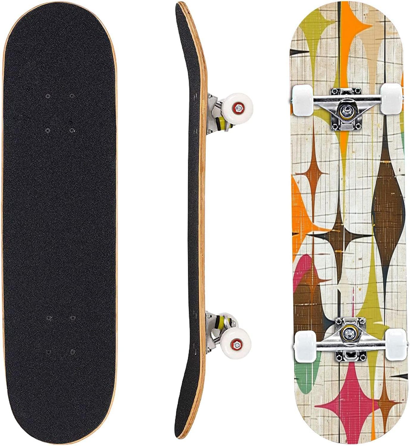 Skateboard Skate Board Canadian Maple Longboard 31'' Pro Complete Board w/Concave Skateboard for Beginners, Adults, Teens, Kids