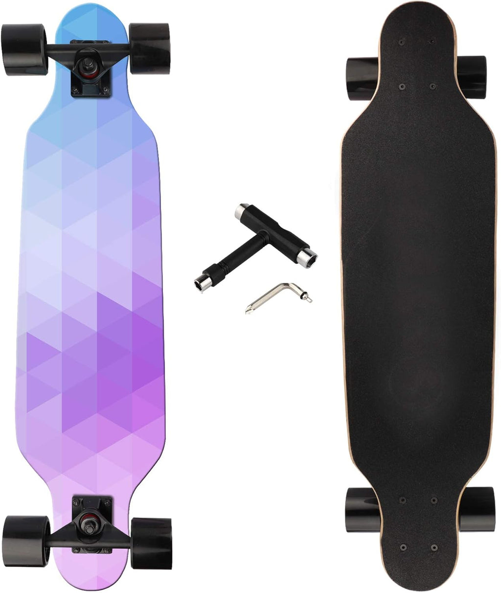 longboard skateboard Complete , 31 inch Small Pro Longboards with T-Tool for Cruising, Carving, Freestyle and Downhill