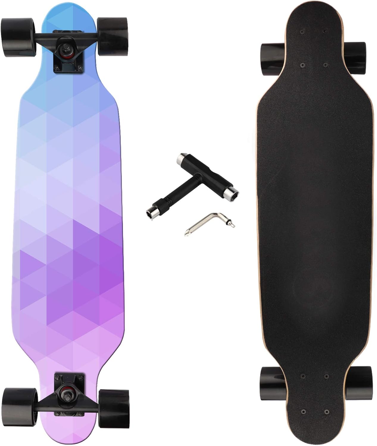 longboard skateboard Complete , 31 inch Small Pro Longboards with T-Tool for Cruising, Carving, Freestyle and Downhill