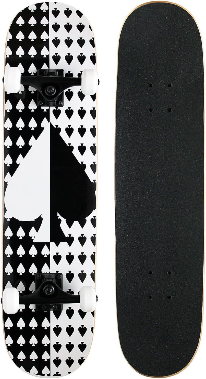 Complete Skateboard - Pro Style Quality - Maple 7-Ply Deck, Aluminum Trucks, Urethane Wheels, Precision Bearings - The Perfect Beginners