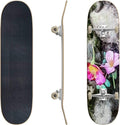 Skateboards Pretty Tattoo Rock Roses Seamless Repeat Wallpaper Tile Classic Concave Skateboard Cool Stuff Teen Gifts Longboard Extreme Sports for Beginners and Professionals