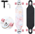 Longboard Skateboard, 41 Inch Drop Through Longboard Complete 9-Ply Nature Maple Premium  Long Board for Adults, Teens and Kids - High-Speed Bearings & T-Tool