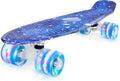 Skateboards 22 Inch Mini Cruiser Skateboard Complete Retro Skate Boards with Colorful Light Up Wheels for Kids Girls Boys Beginners