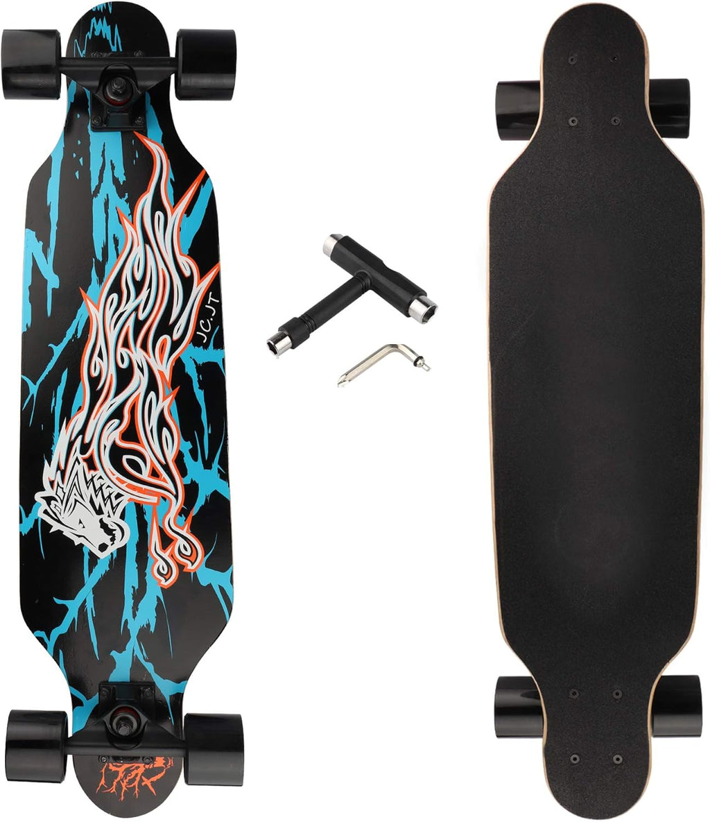 longboard skateboard Complete , 31 inch Small Pro Longboards with T-Tool for Cruising, Carving, Freestyle and Downhill