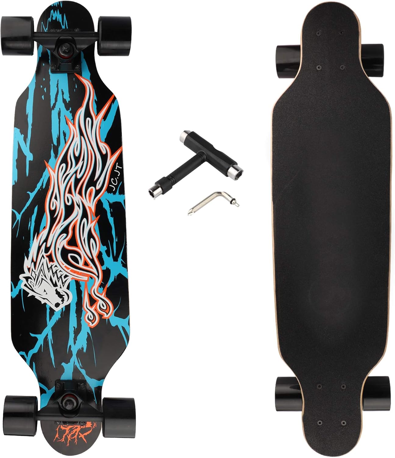 longboard skateboard Complete , 31 inch Small Pro Longboards with T-Tool for Cruising, Carving, Freestyle and Downhill