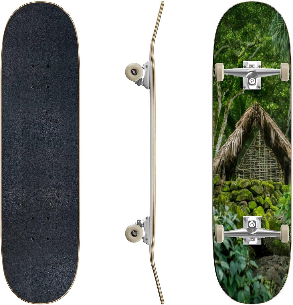 Skateboards Beautiful Colorful Tropical Sunset with Palm Trees Classic Concave Skateboard Cool Stuff Teen Gifts Longboard Extreme Sports for Beginners and Professionals