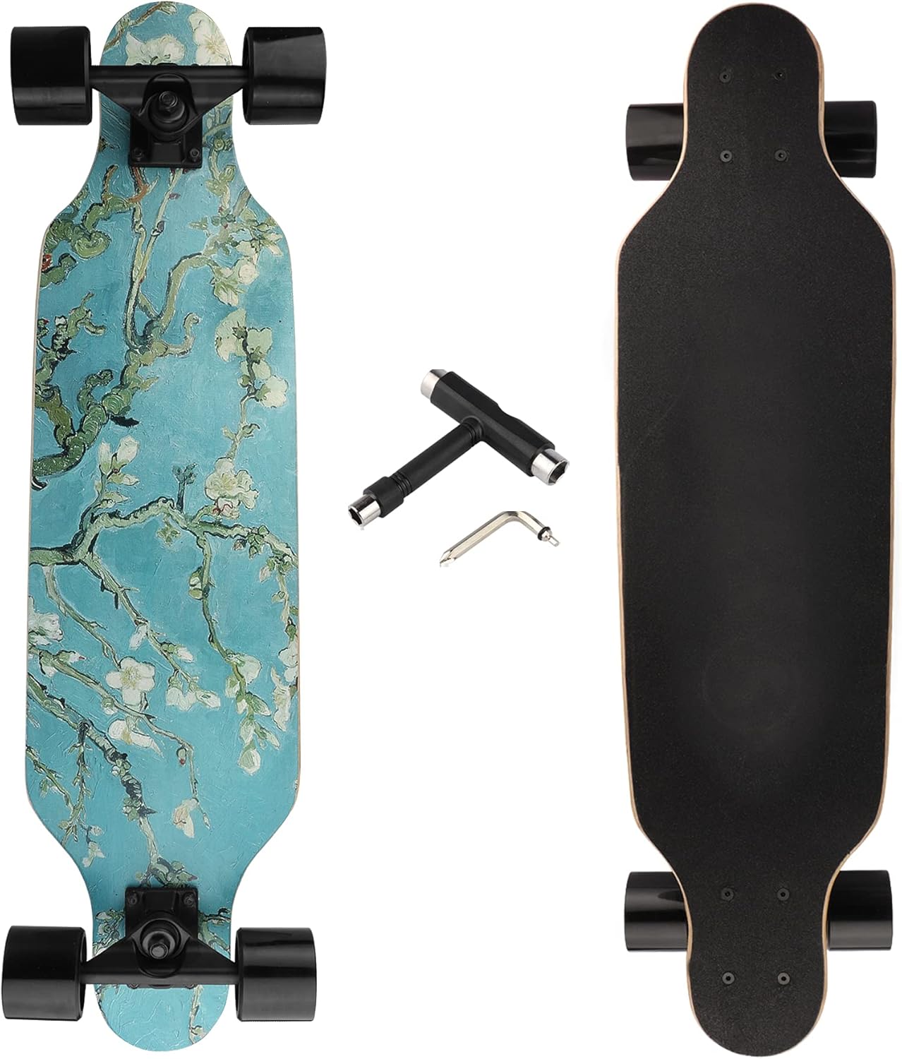 longboard skateboard Complete , 31 inch Small Pro Longboards with T-Tool for Cruising, Carving, Freestyle and Downhill