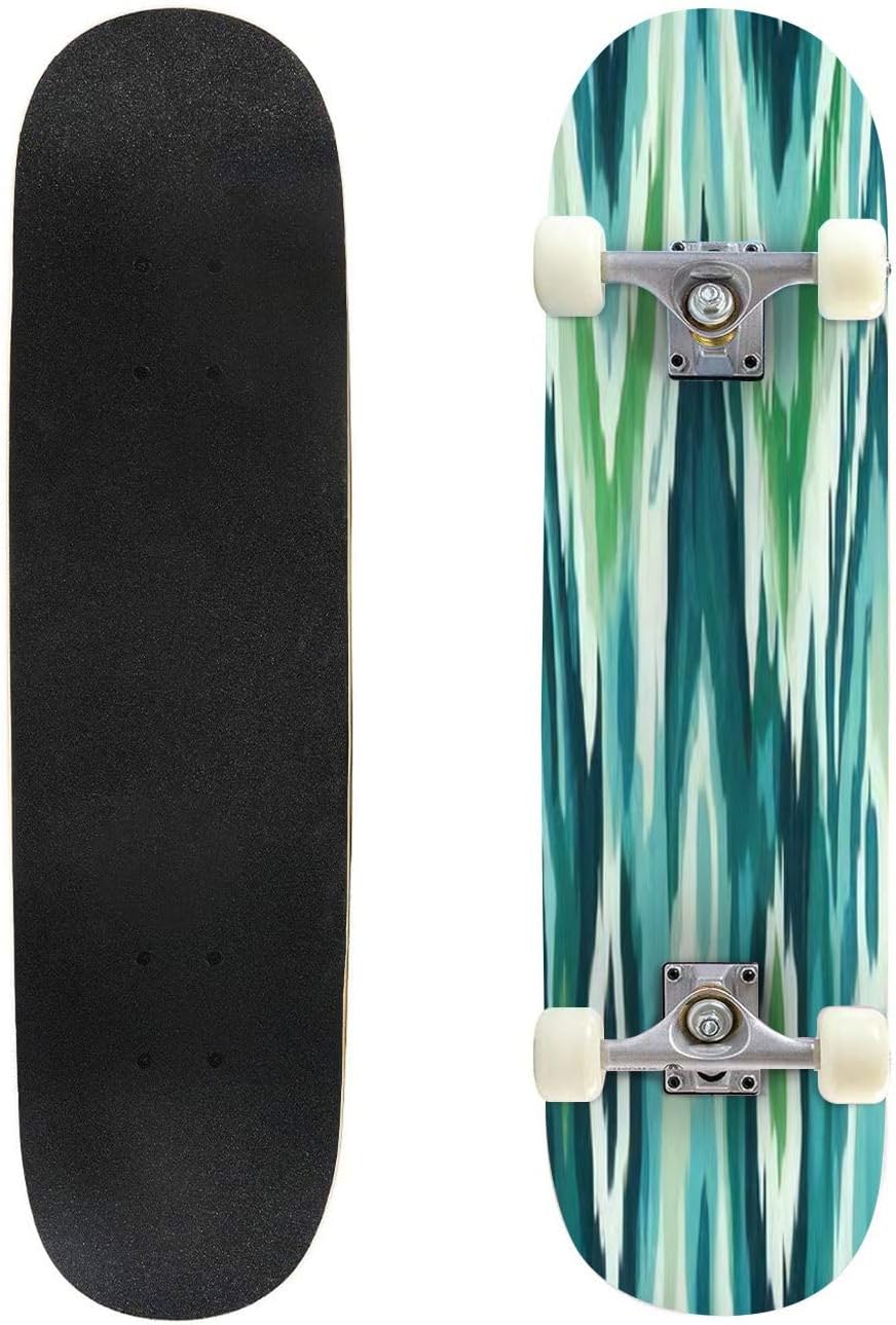 Allover Pattern Textile Motif Pattern Border Mughal Paisley tract Skateboards for Beginners 31"x8" Maple Double Kick Concave Boards Complete Skateboards Outdoor for Adults Youths Kids Teens Gifts