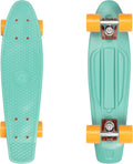 Mini  Skateboard 22.5" Classic Retro Plastic  Complete Skateboard with  7 Bearings and  Wheels Compact Board w/Griy, Molded Waffle Deck
