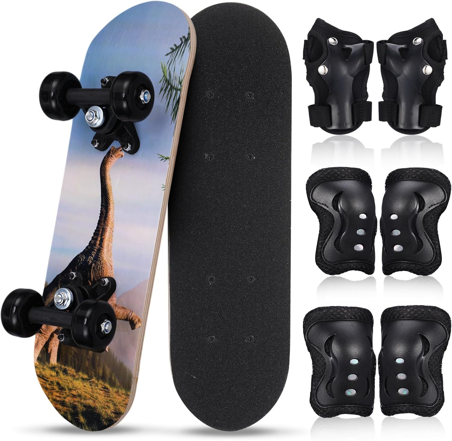 7 Pcs Skateboard for Toddlers Beginners Knee Elbow Pads Wrist Guards Gear Set