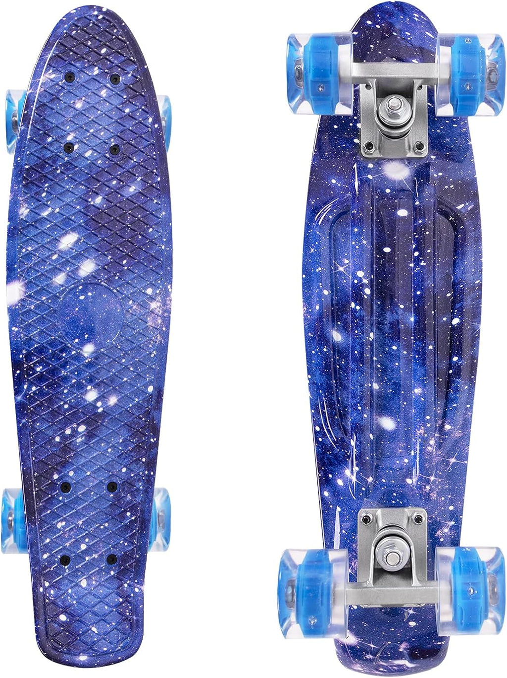 Skateboards 22 Inch Mini Cruiser Skateboard Complete Retro Skate Boards with Colorful Light Up Wheels for Kids Girls Boys Beginners