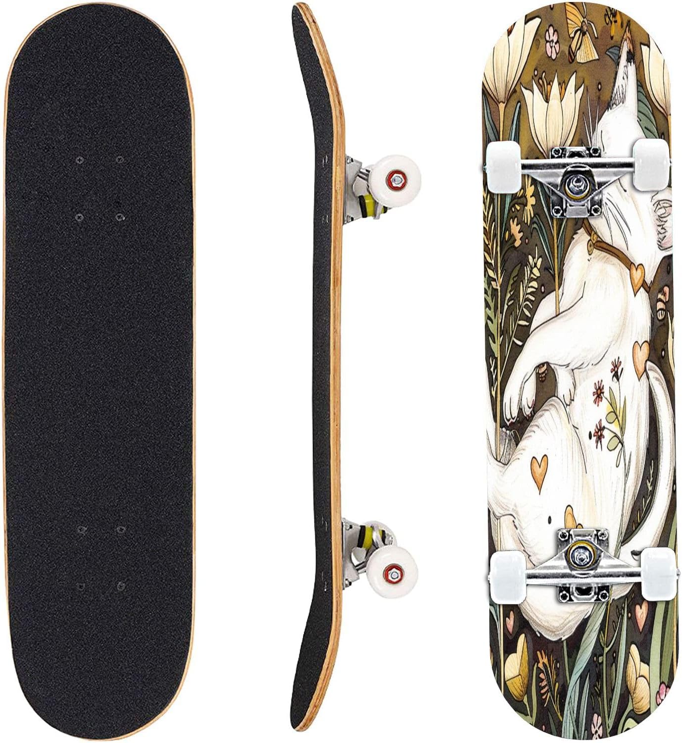 Skateboard Skate Board Canadian Maple Longboard 31'' Pro Complete Board w/Concave Skateboard for Beginners, Adults, Teens, Kids