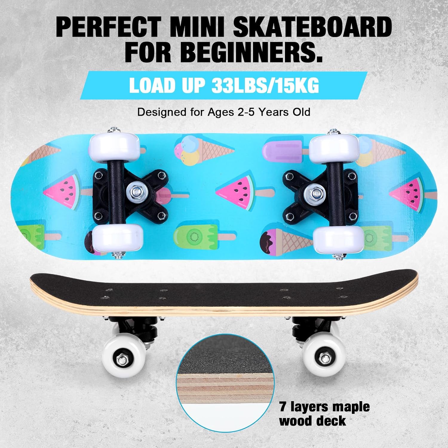 7 Pcs Skateboard for Toddlers Beginners Knee Elbow Pads Wrist Guards Gear Set