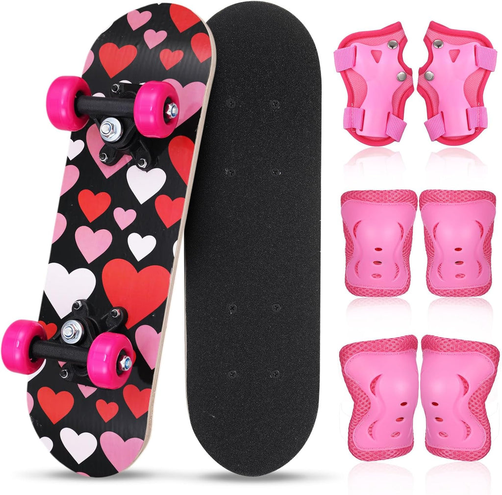7 Pcs Skateboard for Toddlers Beginners Knee Elbow Pads Wrist Guards Gear Set