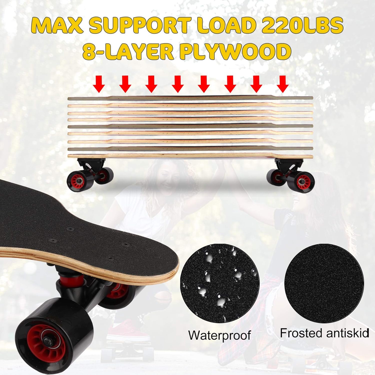 longboard skateboard Complete , 31 inch Small Pro Longboards with T-Tool for Cruising, Carving, Freestyle and Downhill