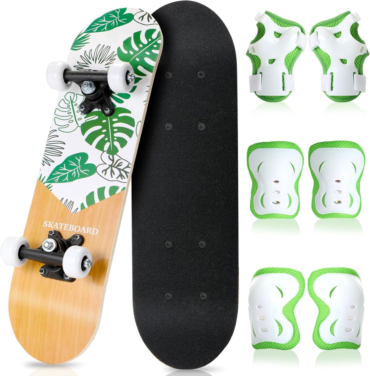 7 Pcs Skateboard for Toddlers Beginners Knee Elbow Pads Wrist Guards Gear Set
