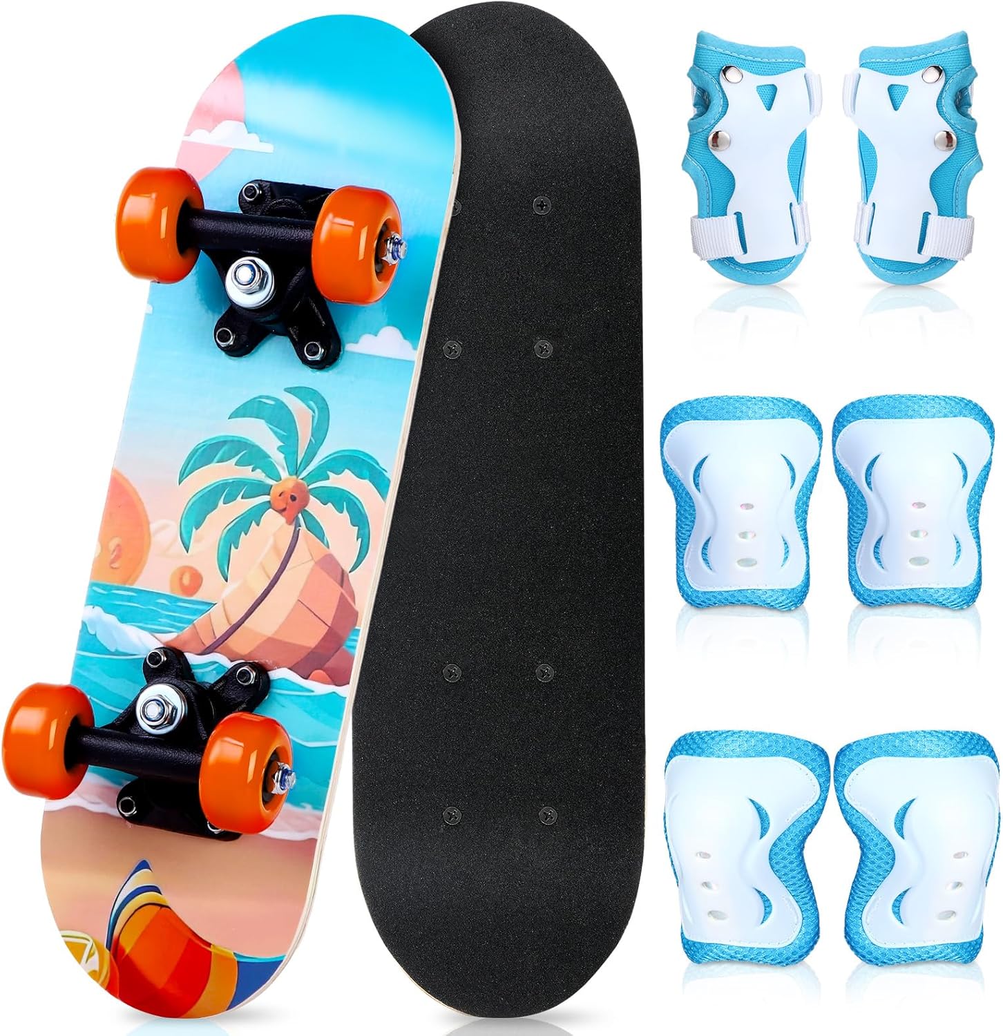 7 Pcs Skateboard for Toddlers Beginners Knee Elbow Pads Wrist Guards Gear Set