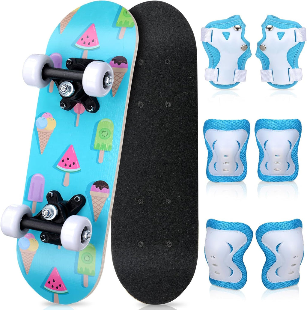7 Pcs Skateboard for Toddlers Beginners Knee Elbow Pads Wrist Guards Gear Set