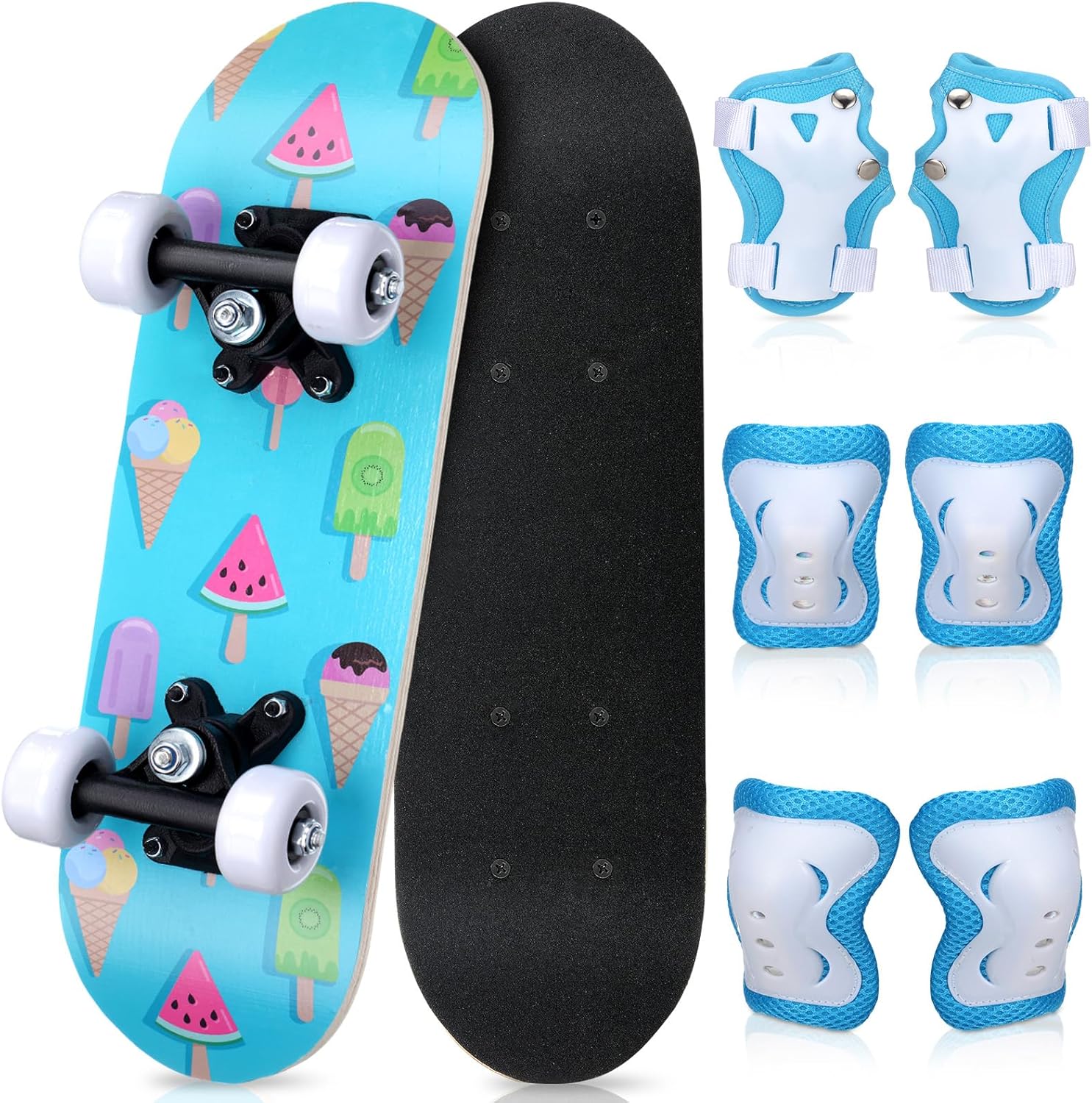 7 Pcs Skateboard for Toddlers Beginners Knee Elbow Pads Wrist Guards Gear Set