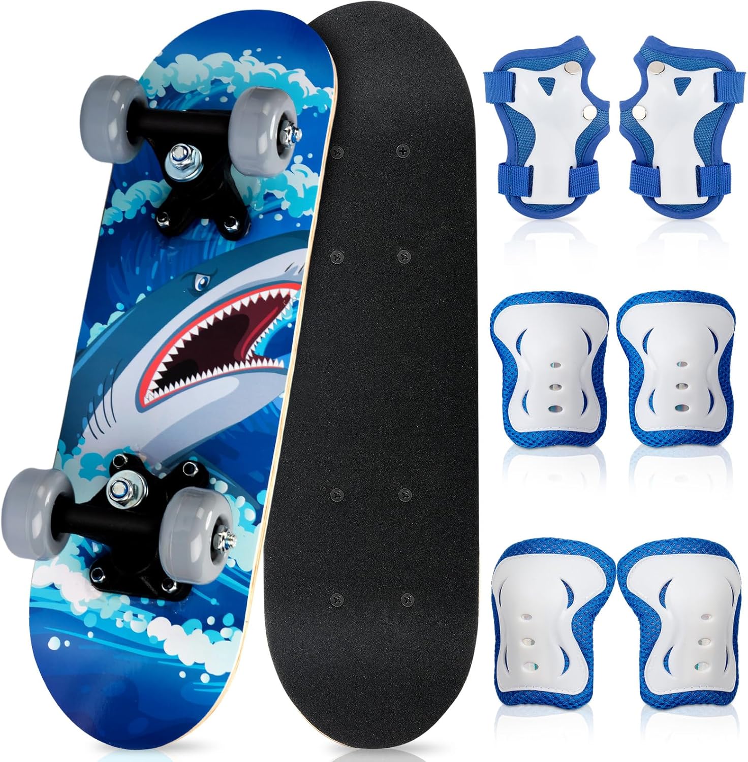 7 Pcs Skateboard for Toddlers Beginners Knee Elbow Pads Wrist Guards Gear Set