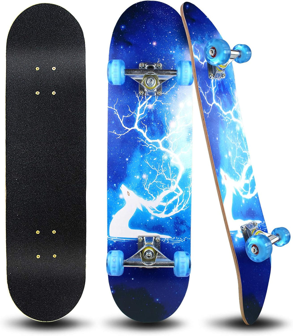 Standard for Beginners Kids Boys Girls Teenager- 31''x 8''Canadian Maple  Pro Skate Board,