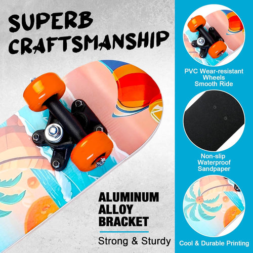 7 Pcs Skateboard for Toddlers Beginners Knee Elbow Pads Wrist Guards Gear Set